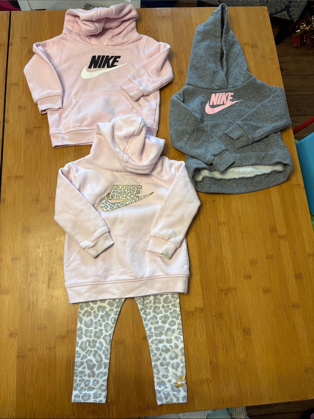 18 Month Nike Toddler Hoodies and Leggings Bundle Pink, Gray, and Leopard Print